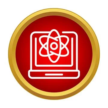 Laptop displaying atom model representing science technology education Stock Illustration