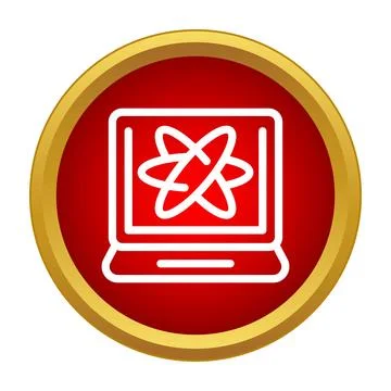 Laptop displaying atom model for science education icon Stockillustratie