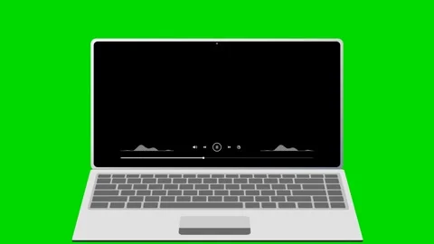 Laptop displaying audio waveform visualizer on green screen 4K Vidéo 340154101