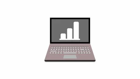 Laptop displaying a bar chart icon symbolizing data analysis or business re.. Stockillustratie