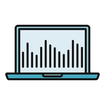 Laptop displaying bar graph for data analysis and statistics Stock Illustration