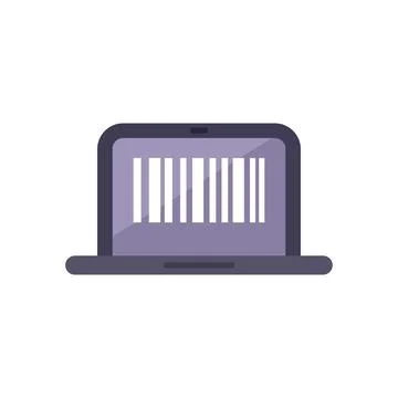 Laptop displaying barcode for inventory and tracking Stock-Illustration