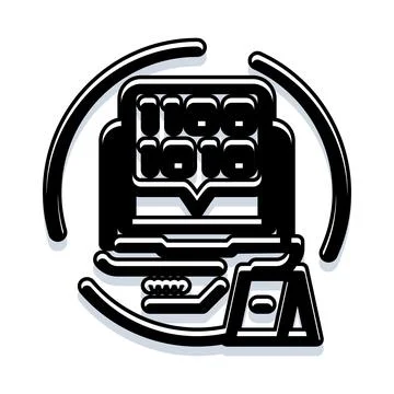 Laptop displaying binary code illustrating programming concept イラスト素材