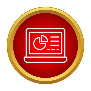 Laptop displaying business data analytics and statistics icon Stock Illustration