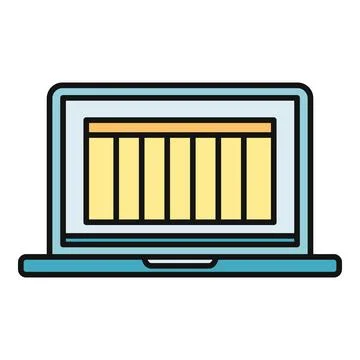 Laptop displaying business data bar chart illustration 库存插图