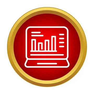 Laptop displaying business graph data analysis icon Illustrazione stock