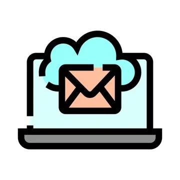 Laptop displaying cloud computing email communication service Stock Illustration