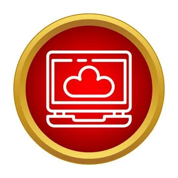 Laptop displaying cloud computing symbol on screen Stock Illustration