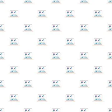 Laptop displaying data analytics charts seamless pattern イラスト素材