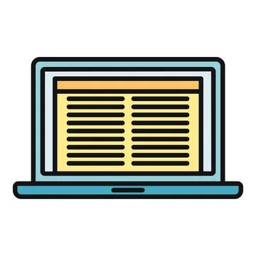 Laptop displaying data and information on screen device Stock Illustration