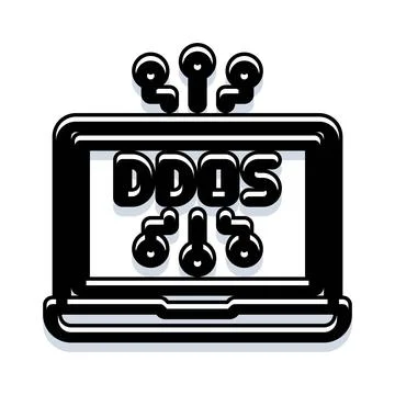 Laptop displaying ddos attack concept with network connections イラスト素材