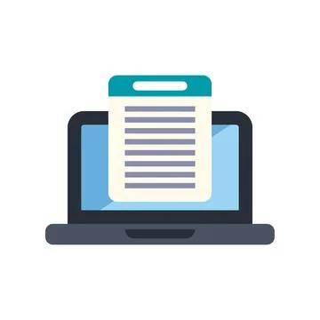 Laptop displaying digital document file icon online Stock Illustration