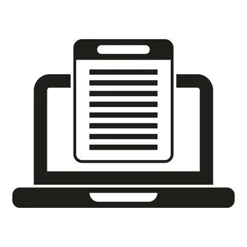 Laptop displaying digital document icon on screen 스톡 일러스트