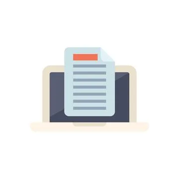 Laptop displaying digital document for online communication Illustrazione stock