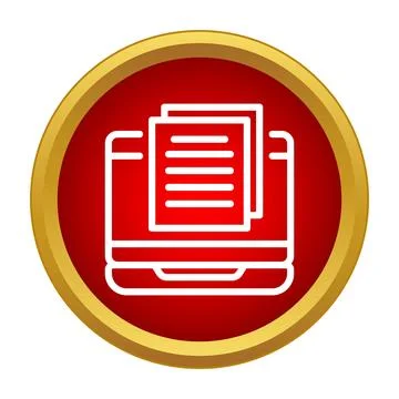 Laptop displaying digital files in a red and gold icon 스톡 일러스트