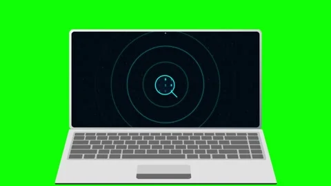 Laptop Displaying Digital Search Animation on Green Screen 4K Vídeo Stock 338288105