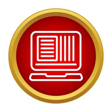 Laptop displaying document and data on screen icon Stock Illustration