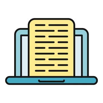 Laptop displaying document content with text lines Stock Illustration
