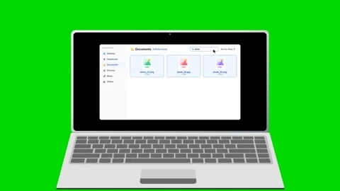 Laptop displaying document management interface on green screen. 4K Stock Footage 341693925