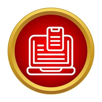 Laptop displaying document, modern flat design icon Stock Illustration