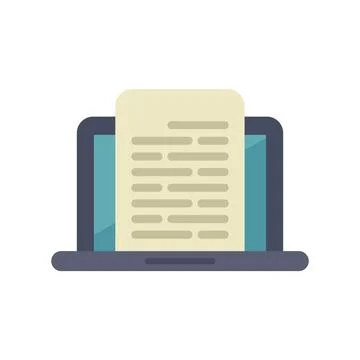 Laptop displaying document for online reading and writing experience Stock Illustration