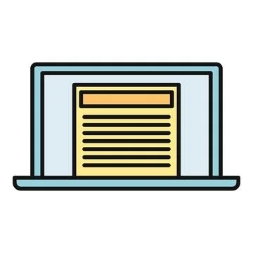Laptop displaying document screen for digital work イラスト素材