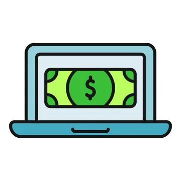 Laptop displaying dollar banknote internet income concept Stock Illustration