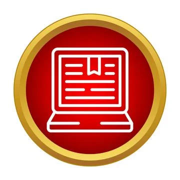 Laptop displaying e book with bookmark icon for online learning イラスト素材
