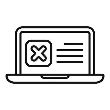Laptop displaying error message with cross mark icon Stock Illustration