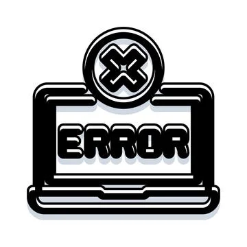 Laptop displaying error message with cross icon イラスト素材