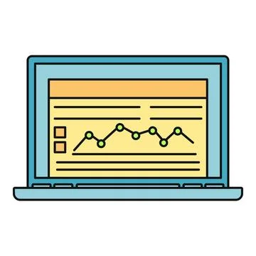 Laptop displaying essential business data and analytics graph 스톡 일러스트