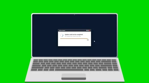 Laptop displaying failed progress bar loading animation on green screen. 4K Stock Footage 341693970