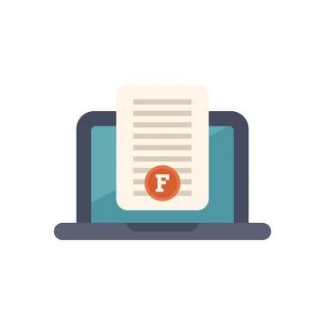 Laptop displaying failed test result with f grade Stock Illustration