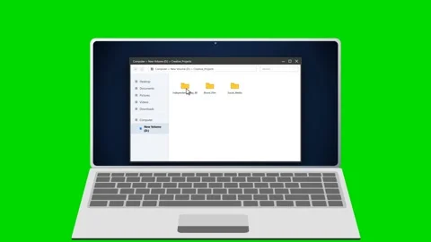 Laptop displaying file explorer with indian flag on green screen. 4K Stock Footage 341693995