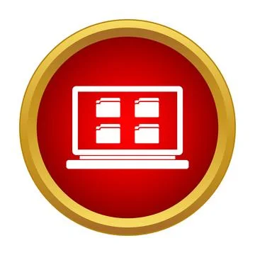 Laptop displaying folder icons on screen Stockillustratie