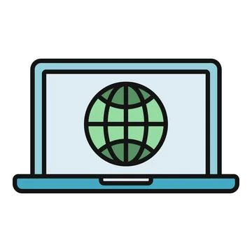 Laptop displaying global internet network connection symbol Stockillustratie