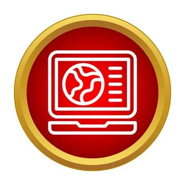 Laptop displaying global internet network with globe icon Stock Illustration