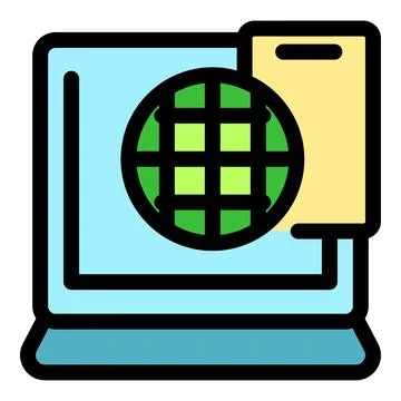 Laptop displaying globe and folder icon, symbolizing cloud computing, data st イラスト素材