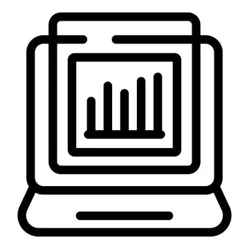 Laptop displaying growing bar graph icon representing business analytics Illustrazione stock