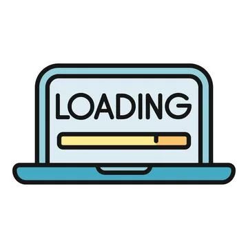 Laptop displaying loading bar progress on screen 스톡 일러스트