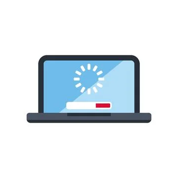 Laptop displaying loading progress during data transfer Stock Illustration