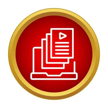 Laptop displaying multiple video files playlist concept Illustrazione stock