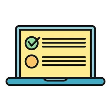 Laptop displaying an online survey questionnaire or checklist Stock Illustration