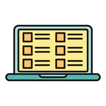 Laptop displaying online test or survey form Illustrazione stock