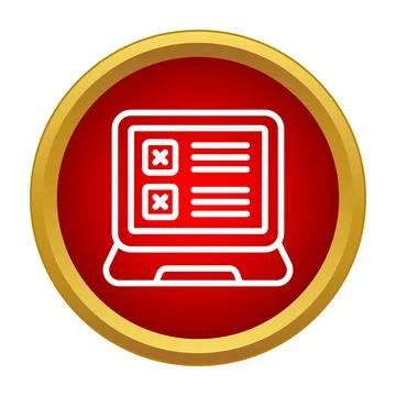 Laptop displaying online test with wrong answers icon Stock Illustration