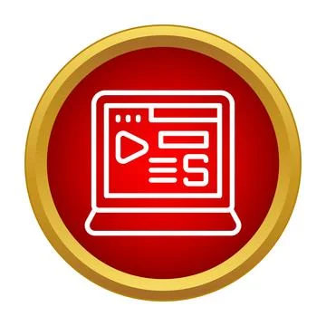 Laptop displaying online video for e learning イラスト素材