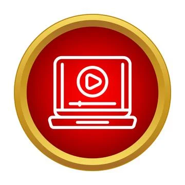 Laptop displaying online video player streaming content Stock Illustration