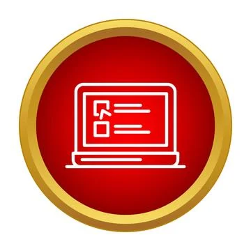 Laptop displaying online voting poll survey e voting icon Stock-Illustration