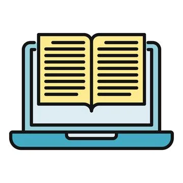Laptop displaying an open book accessing digital education Stock Illustration