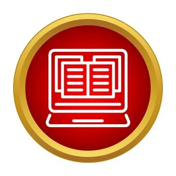 Laptop displaying an open book icon for e learning 스톡 일러스트